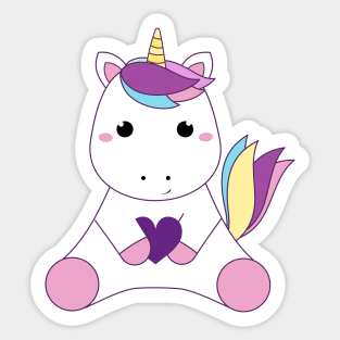 Baby unicorn and heart Sticker